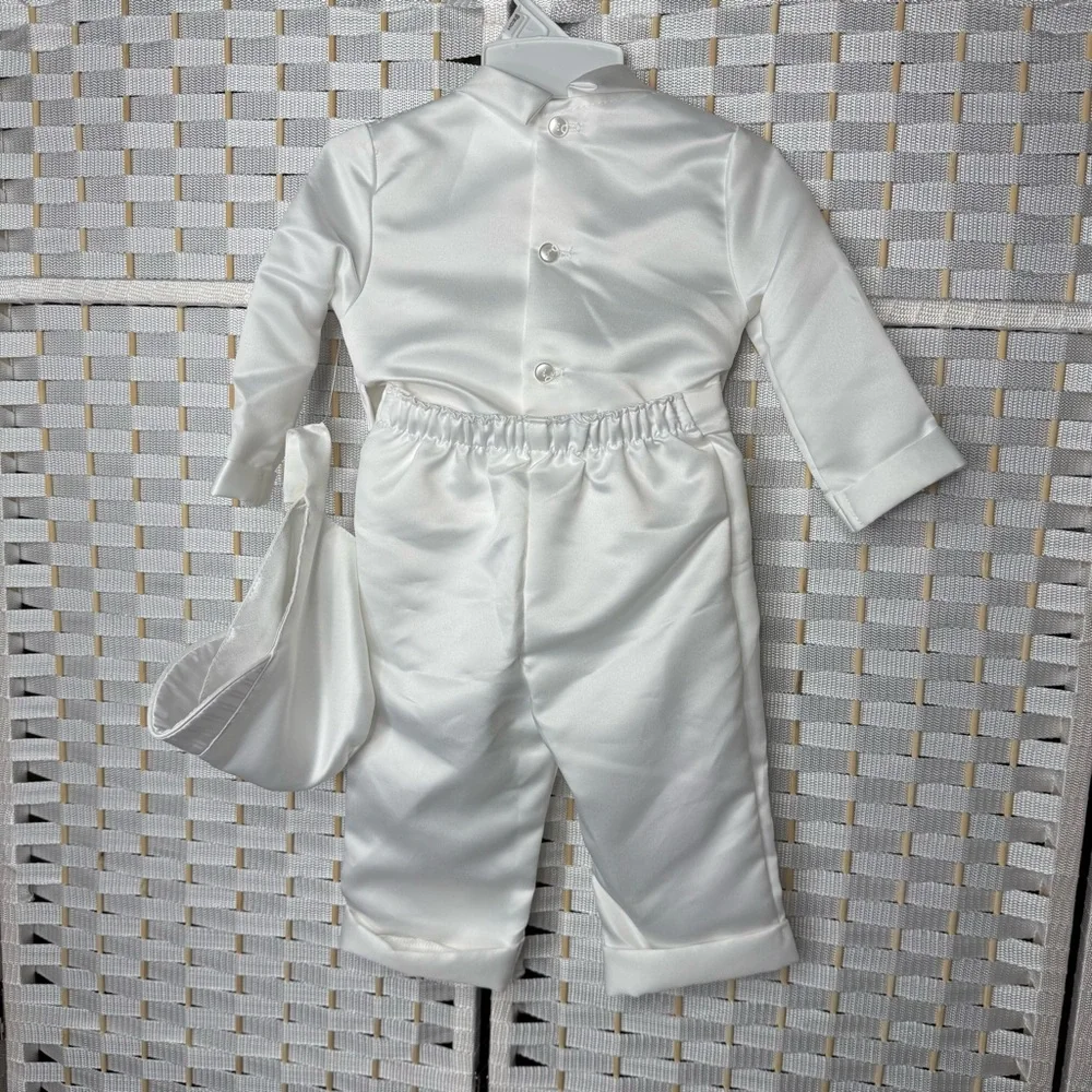 ! NWT. Lauren Madison baby boy Christening Baptism Infant Satin Vest Set w Pant